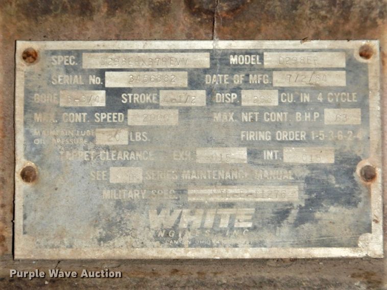 image for item GD9096 1992 All Bann Enterprises MIL-W-45991 generator