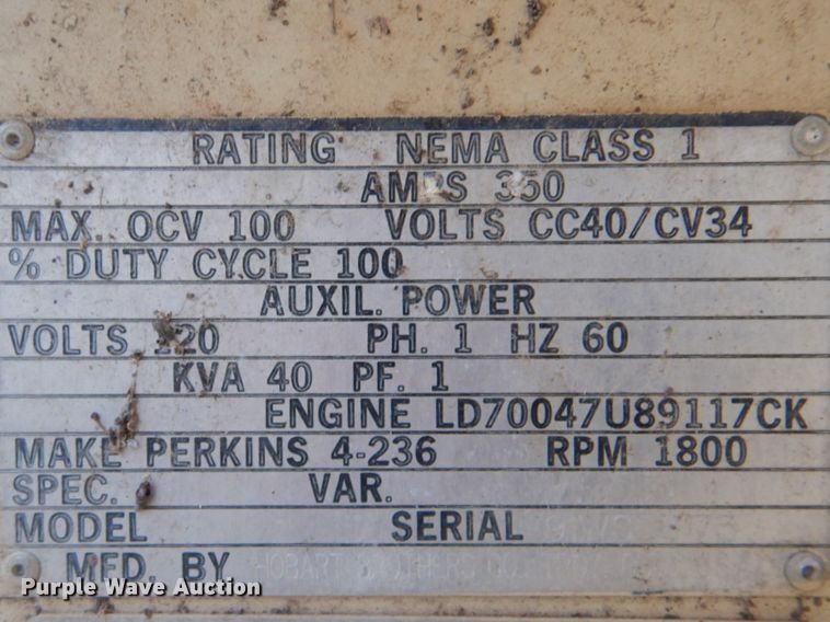 image for item GD9098 1992 All Baan Enterprises MIL-W-45991 generator