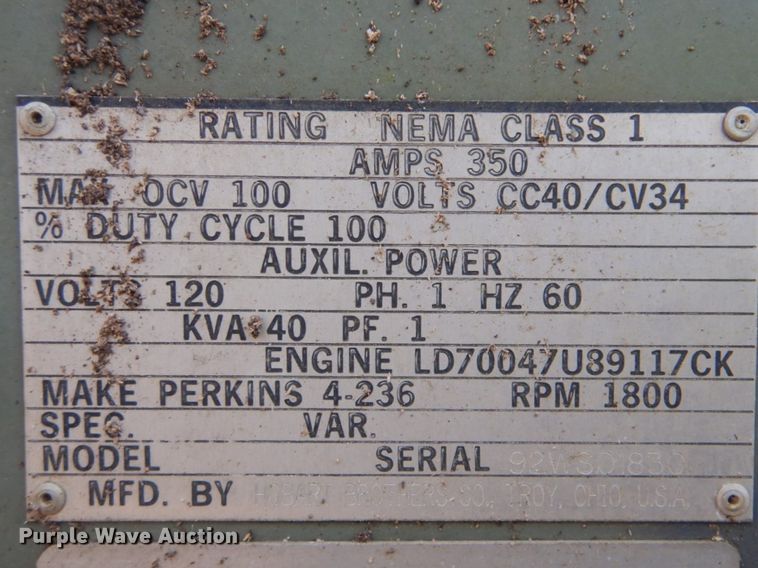 image for item GD9099 1992 Hobart Brothers generator