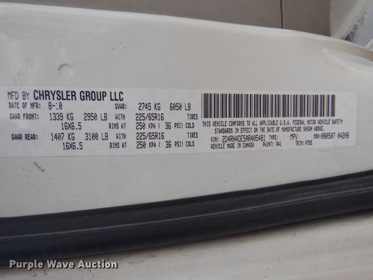 image for item GD9177 2010 Dodge Grand Caravan handicap accessible van