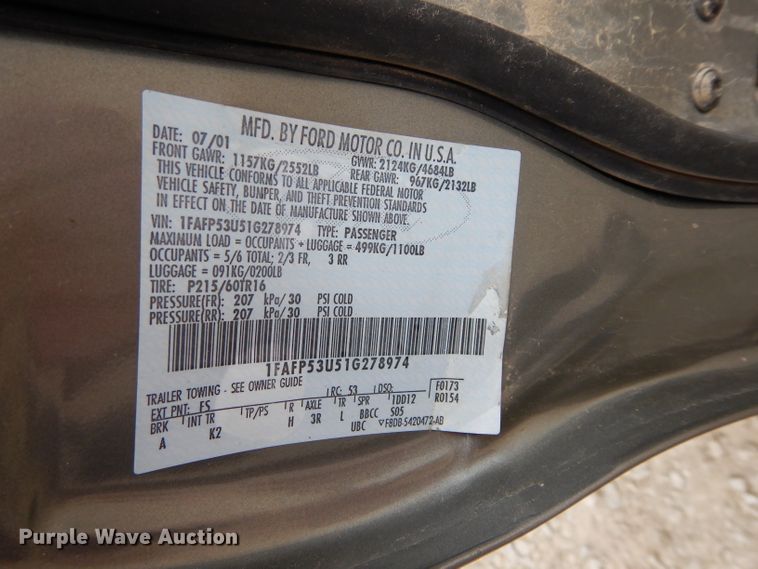 image for item GT9739 2001 Ford Taurus