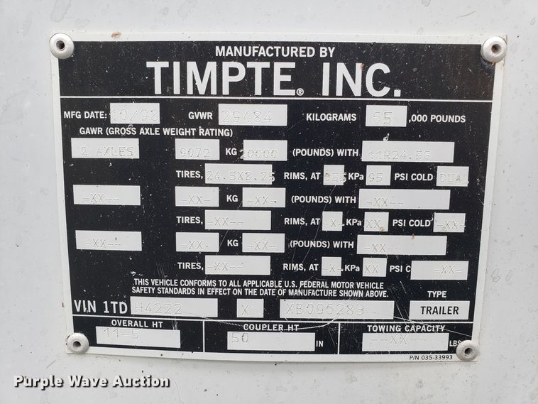 image for item DH5785 1999 Timpte double hopper bottom grain trailer