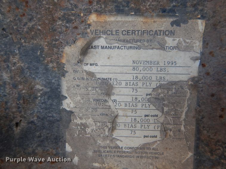 image for item DH5087 1995 East end dump trailer