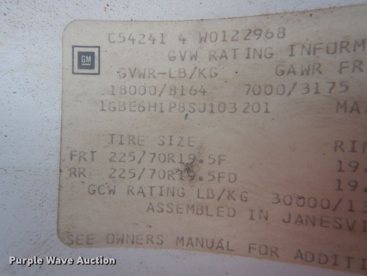 image for item DH6479 1995 Chevrolet C5500 crane truck