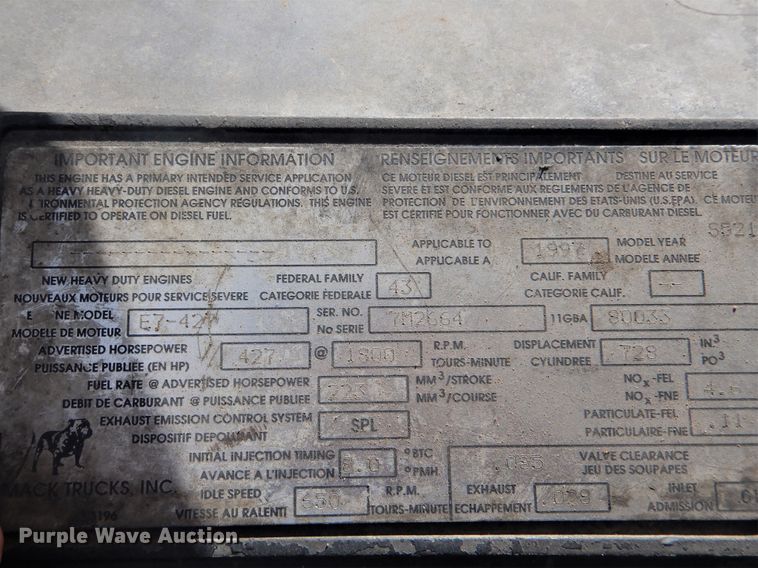 image for item DI2454 1998 Mack CL dump truck