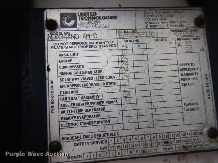 image for item ER9998 1996 Wabash refrigerated dry van trailer