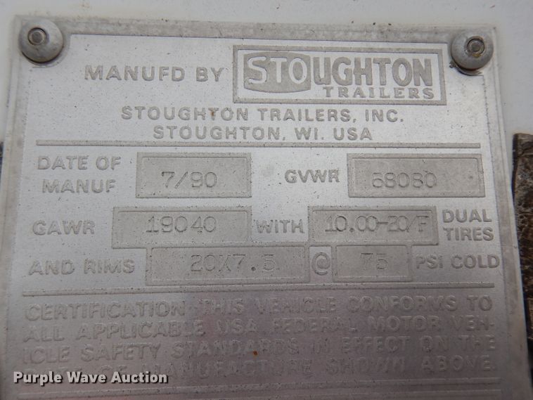 image for item GX9967 1991 Stoughton AVW345SWEDGE flatbed trailer