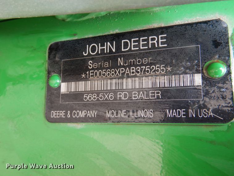 image for item DJ3018 2011 John Deere 568 round baler