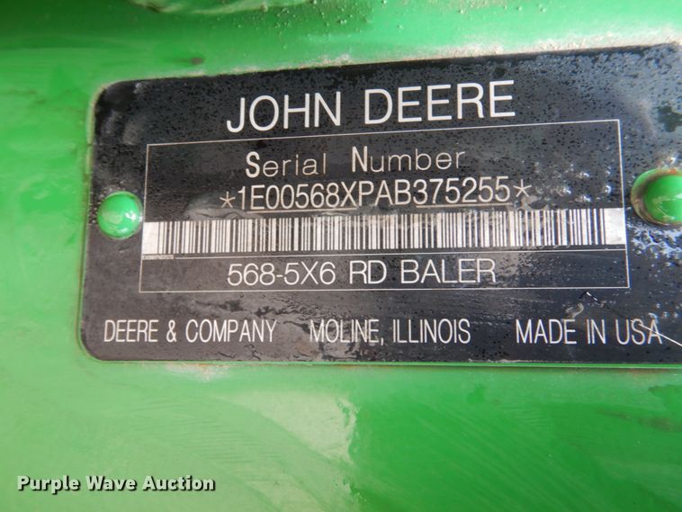 image for item DJ3018 2011 John Deere 568 round baler