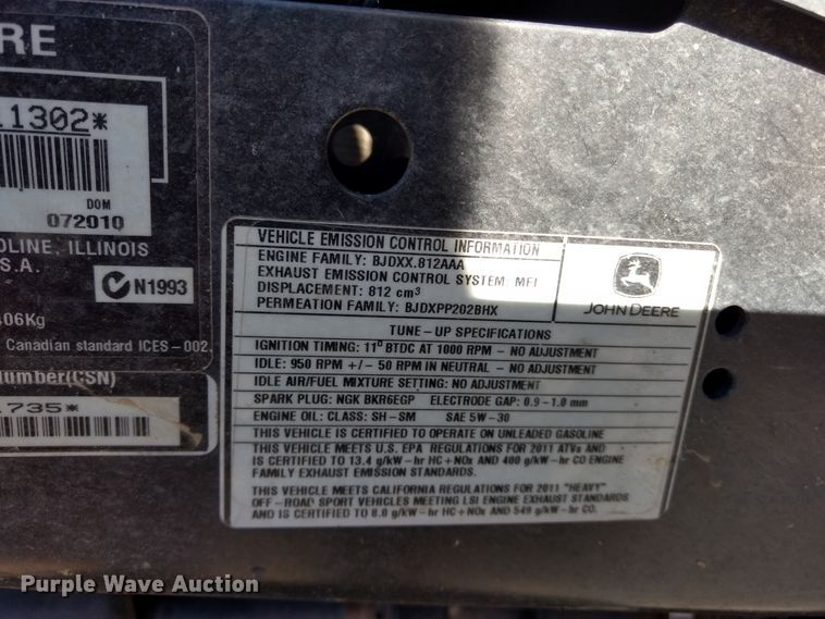 image for item DJ3030 2011 John Deere Gator 825i utility vehicle