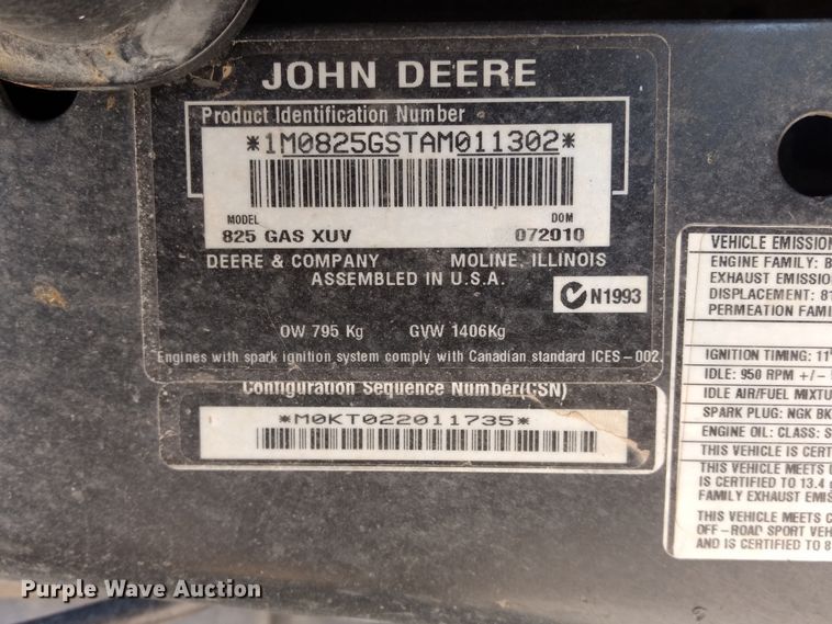 image for item DJ3030 2011 John Deere Gator 825i utility vehicle