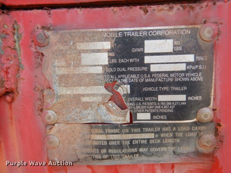 image for item DJ3071 1998 Trailmobile flatbed nurse tank trailer