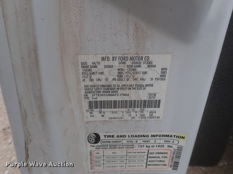 image for item DC3272 2010 Ford F150  Crew Cab pickup truck