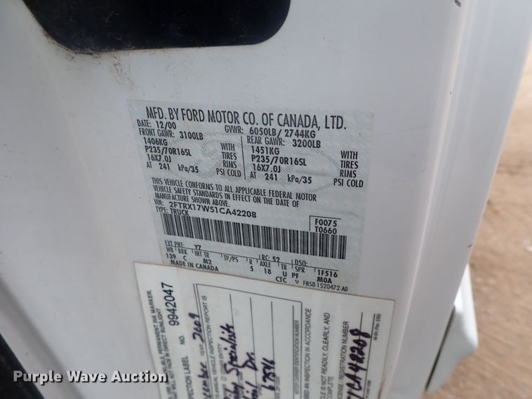 image for item DC3274 2001 Ford F150  SuperCab pickup truck