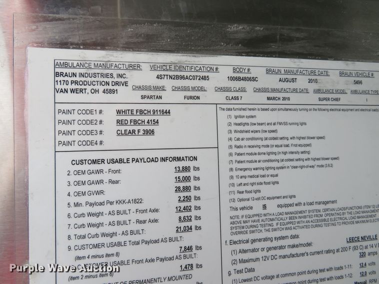 image for item DI2104 2010 Spartan Furion Super Chief ambulance