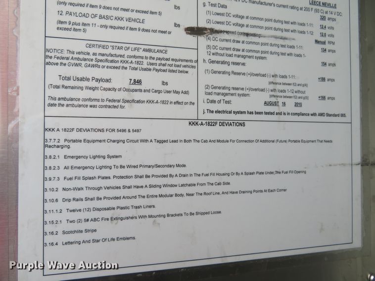 image for item DI2104 2010 Spartan Furion Super Chief ambulance