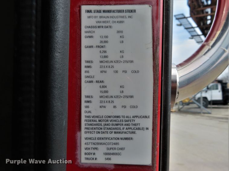 image for item DI2104 2010 Spartan Furion Super Chief ambulance