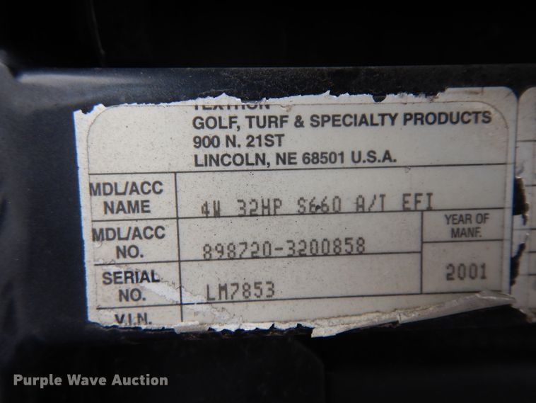 image for item ER9993 2001 Cushman S660 industrial cart