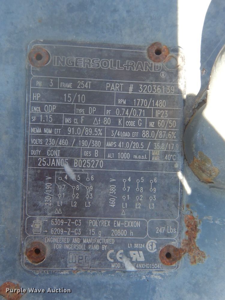 image for item GD9229 2005 Ingersoll Rand 7100 air compressor