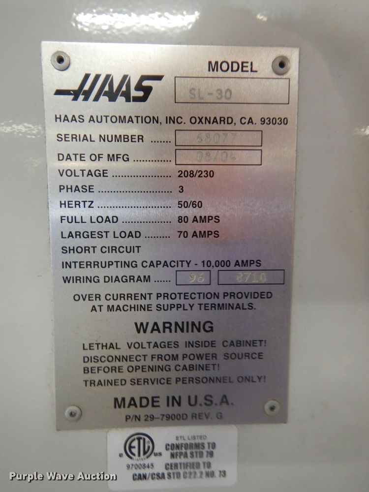 image for item GE9053 2004 Haas SL30 CNC lathe