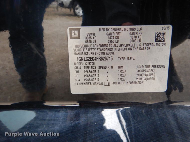 image for item GF9124 2015 Chevrolet Tahoe Police  SUV