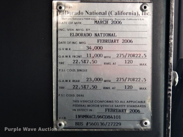 image for item GF9128 2006 El Dorado EZ Rider II coach bus