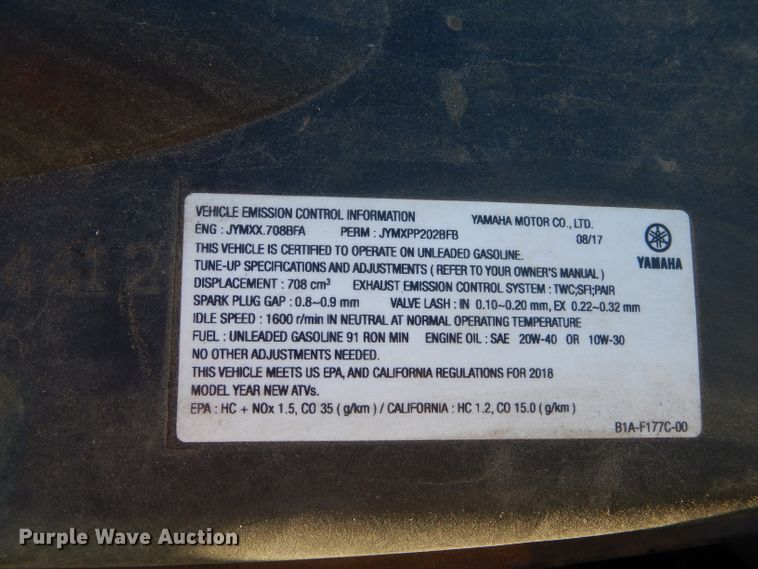 image for item GK9028 2018 Yamaha Kodiak 700 ATV