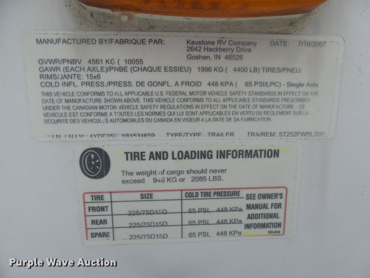 image for item GV9751 2008 Keystone 252RL  camper