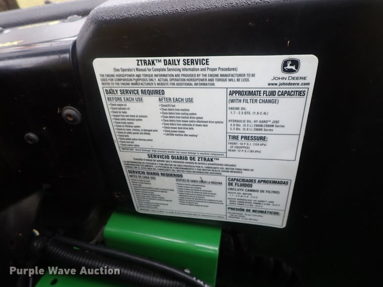 image for item GW9296 John Deere Z930R ZTR lawn mower