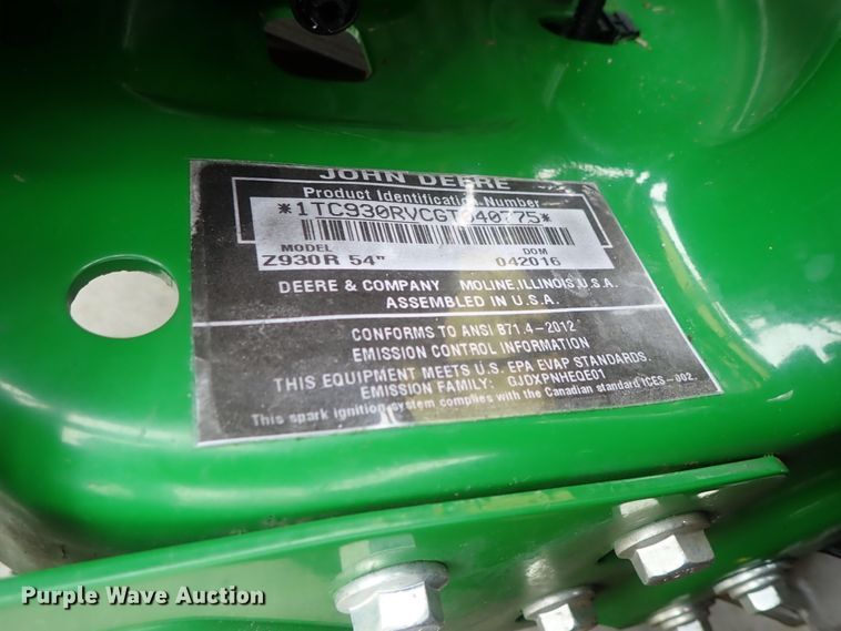 image for item GW9296 John Deere Z930R ZTR lawn mower