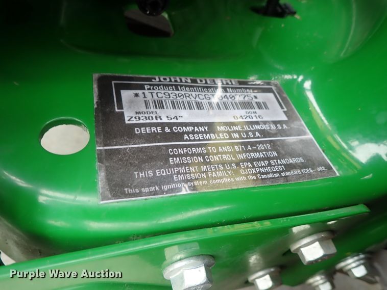 image for item GW9296 John Deere Z930R ZTR lawn mower