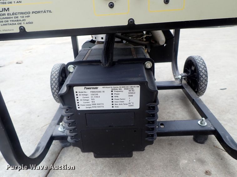 image for item GW9299 Coleman Powermate 6250 generator