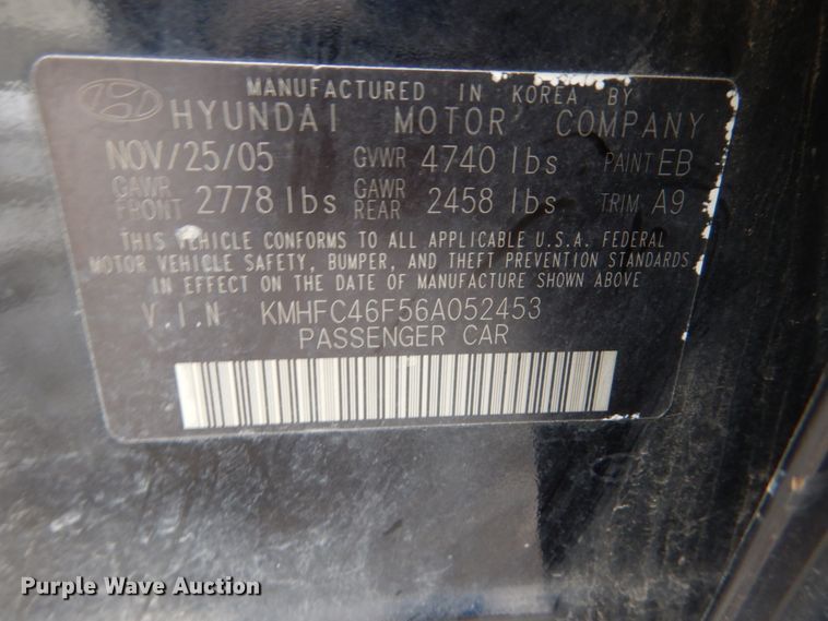 image for item GW9578 2006 Hyundai Azera