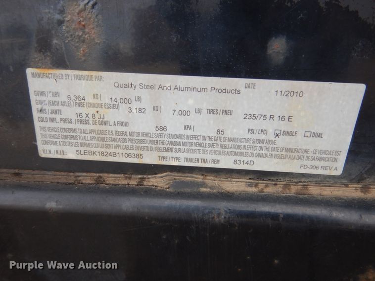 image for item GW9635 2011 Longhorn dump trailer