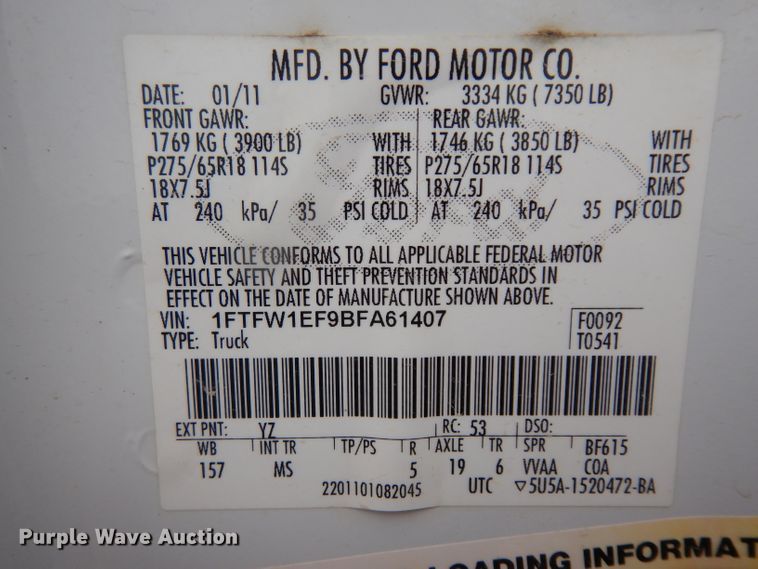 image for item GX9980 2011 Ford F150  SuperCrew pickup truck