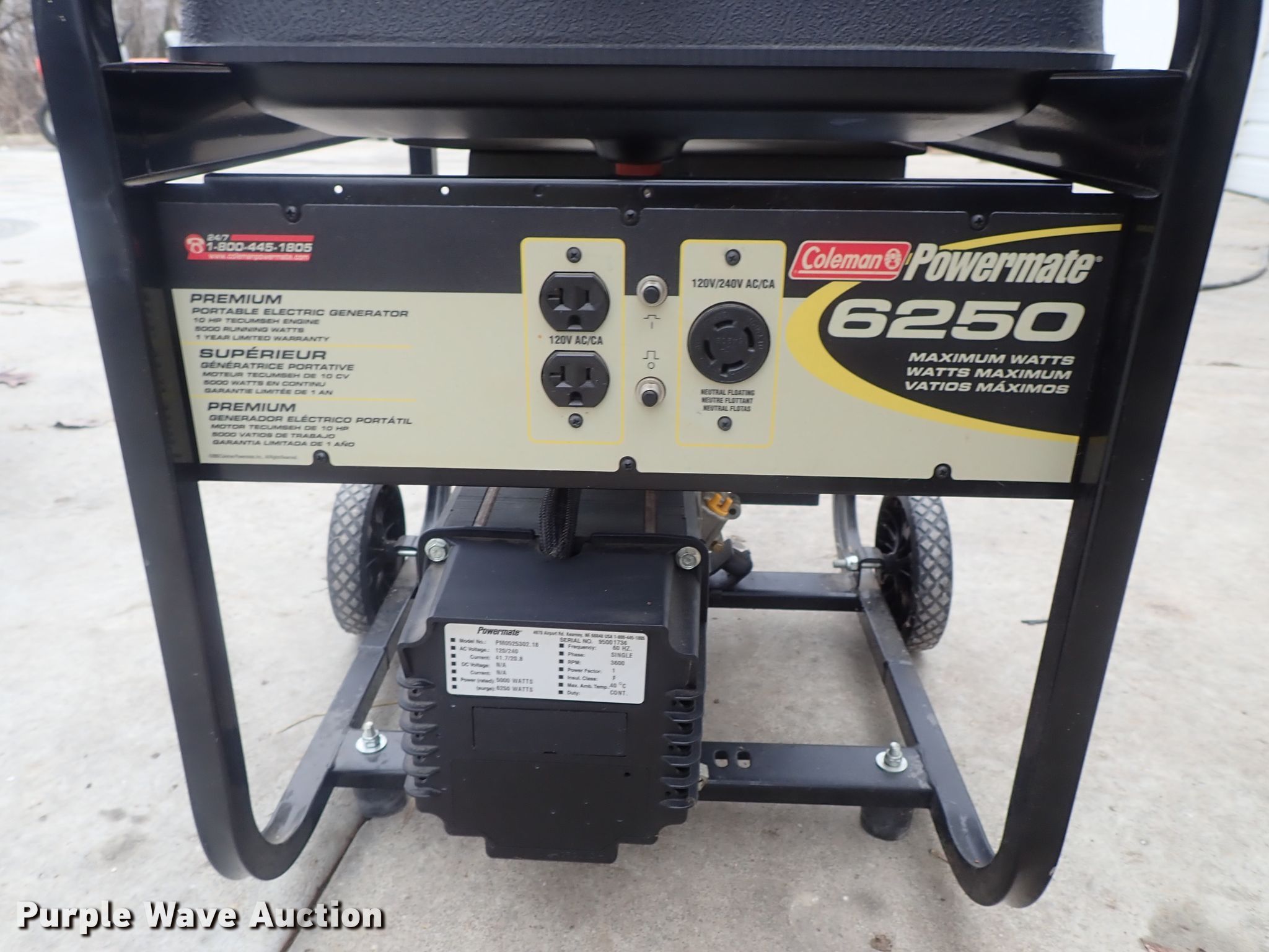 Coleman Powermate 6250 generator in Sedgwick, KS Item GW9299 sold