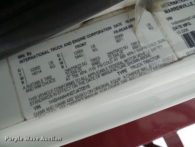 image for item DG5593 2007 International 8600 dump truck