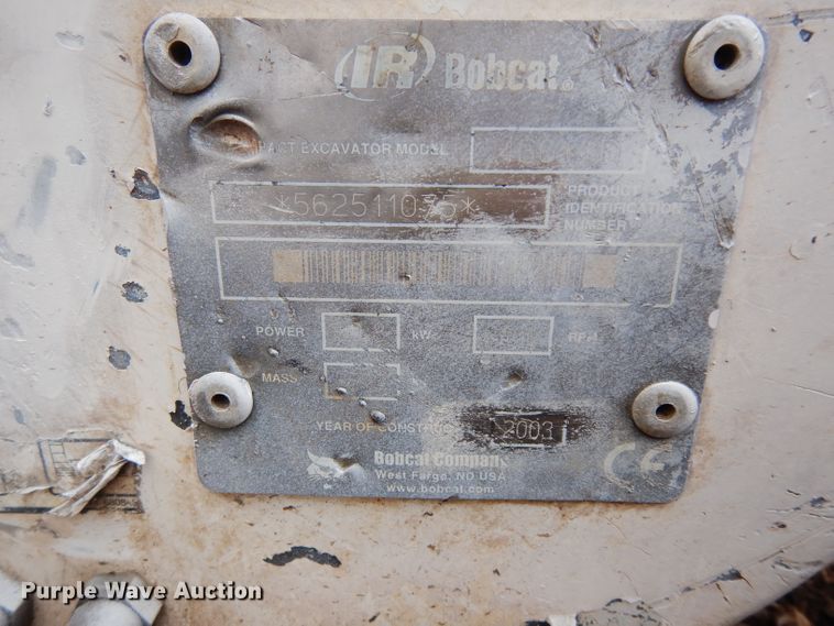 image for item DG6353 2003 Bobcat 430 ZHS mini excavator