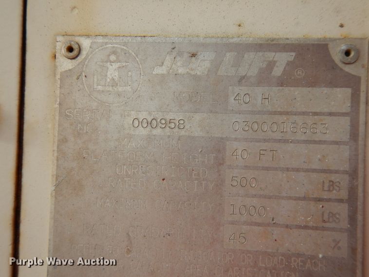 image for item DH2377 1993 JLG 40HA  boom lift