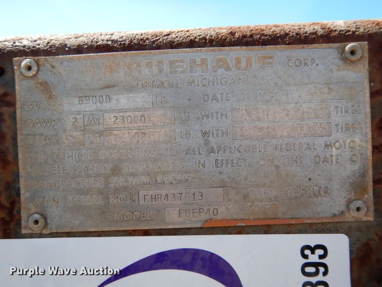 image for item DH2393 1973 Fruehauf FBEP40 flatbed trailer
