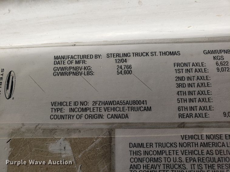 image for item DH5766 2005 Sterling L-Line lube truck