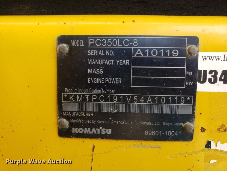 image for item DH5769 2010 Komatsu PC350LC-8 excavator