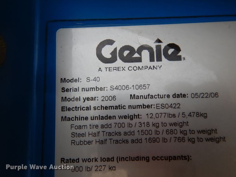 image for item DJ3001 2006 Genie S40  boom lift