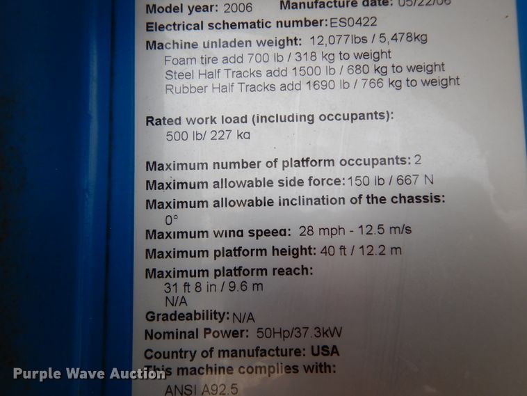 image for item DJ3001 2006 Genie S40  boom lift