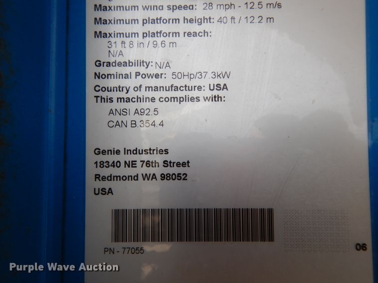 image for item DJ3001 2006 Genie S40  boom lift