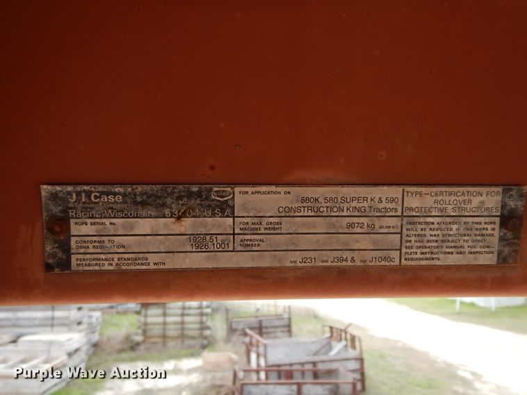 image for item DJ3004 1994 Case 580 Super K backhoe