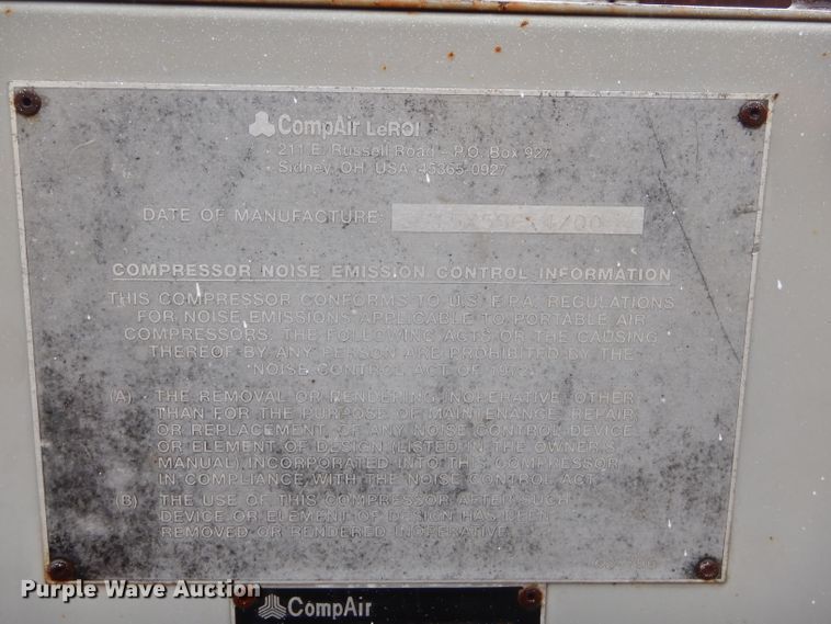 image for item GN9220 2000 Leroi 185 air compressor