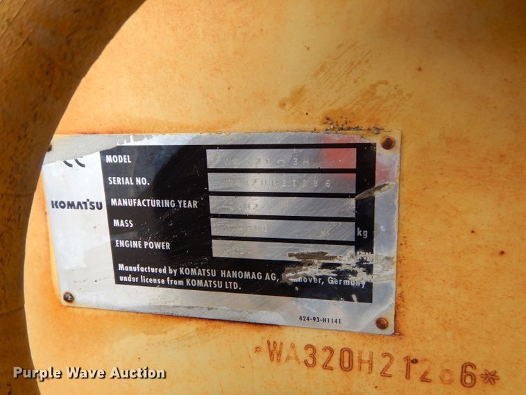 image for item GP9018 2002 Komatsu WA320  wheel loader