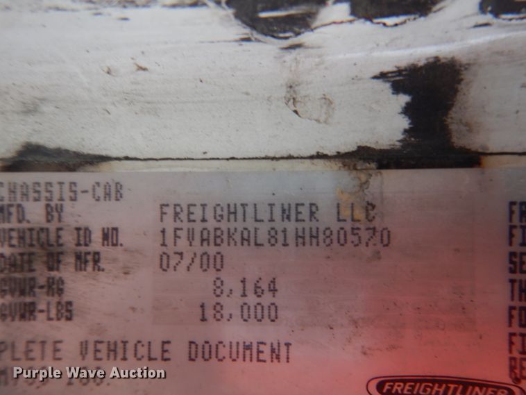 image for item GW9571 2001 Freightliner FL50 truck cab and chassis