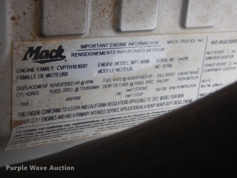 image for item GW9710 2013 Mack Granite dump truck